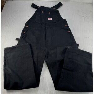 ROUND HOUSE Double Knee Bib Overalls 38x30 Black Duck Canvas Work Carpenter USA